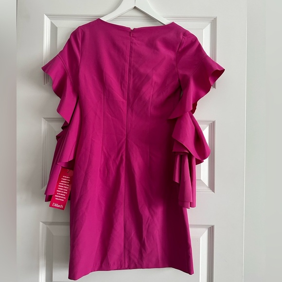 Belle by Badgley Mischka Magenta Ruffle Sleeve Mini Dress - Picture 7 of 12